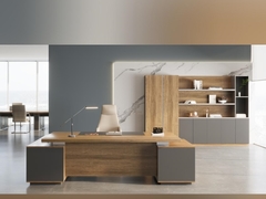 ওয়ালনট রঙ আধুনিক ম্যানেজার অফিস ডেস্ক বাণিজ্যিক আসবাবপত্র