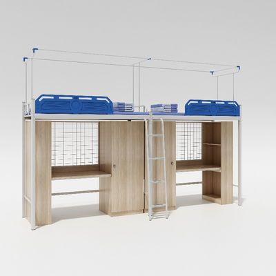 Modern design secure and stable with curtain frame double bed under the table in student apartment