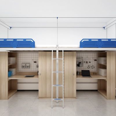 Modern design secure and stable with curtain frame double bed under the table in student apartment