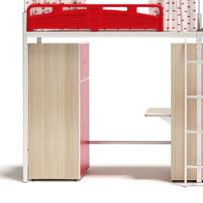 Student dormitory red and white color matching bed table with bed curtain frame and bed curtain apartment furniture