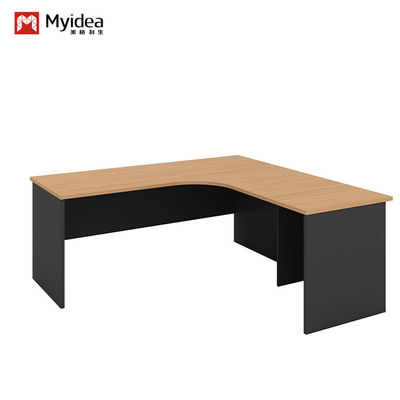 Single Computer Desk with Cabinet Storage W1600*D800*H750 Customizable Curved L-shaped Design for Modern Office