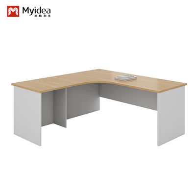 Single Computer Desk with Cabinet Storage W1600*D800*H750 Customizable Curved L-shaped Design for Modern Office