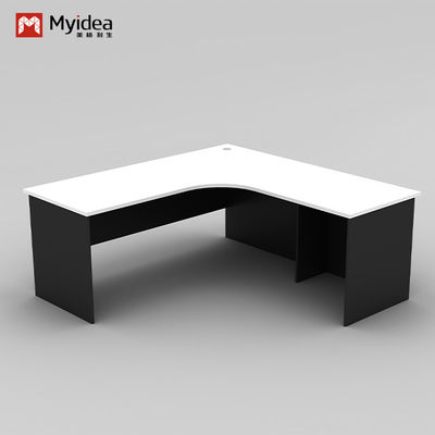 Single Computer Desk with Cabinet Storage W1600*D800*H750 Customizable Curved L-shaped Design for Modern Office