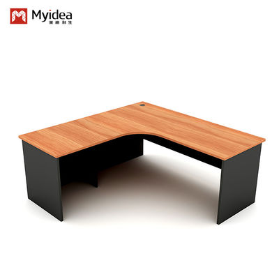 Single Computer Desk with Cabinet Storage W1600*D800*H750 Customizable Curved L-shaped Design for Modern Office