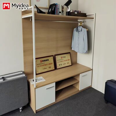 Suitable for hotels Design Bedroom Wardrobe With Hanging Rod Ample Storage Space Panel Wood Furniture For Home Or Living Room Support customization