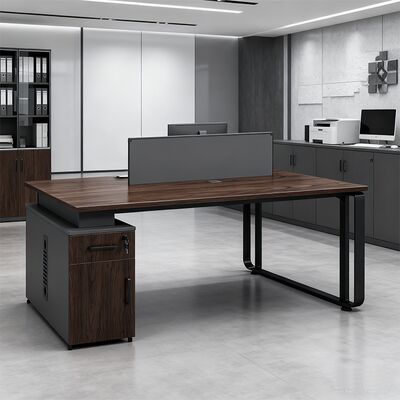 Modern Wooden Workstation Desks with Storage Space Facing Each Other Freestanding Design Easy Assembly