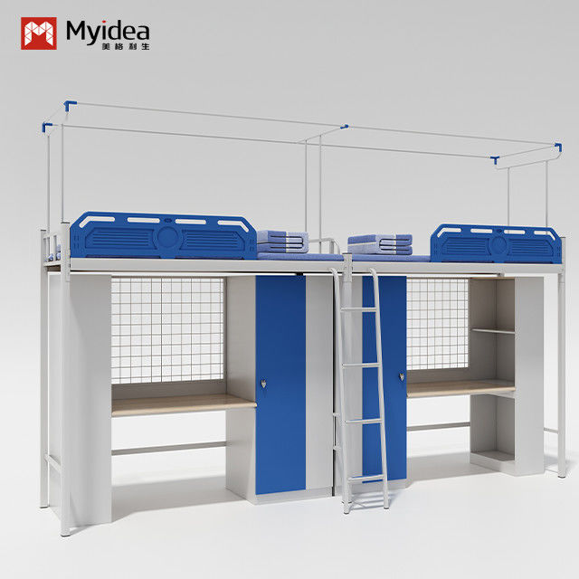 Modern design secure and stable with curtain frame double bed under the table in student apartment