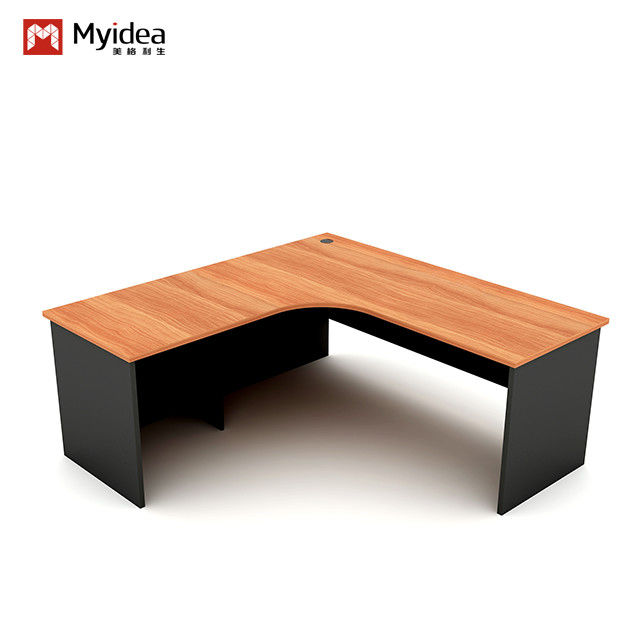 Single Computer Desk with Cabinet Storage W1600*D800*H750 Customizable Curved L-shaped Design for Modern Office